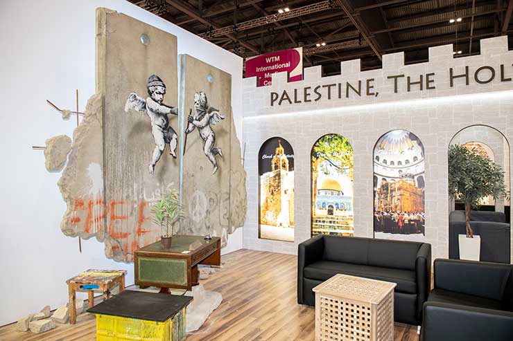 WTM 2018: Banksy exhibits at the Palestine WTM London stand