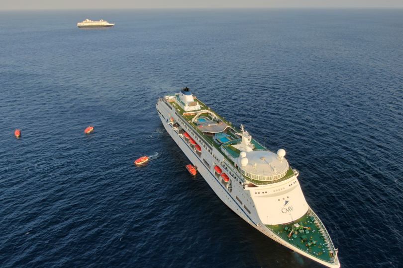 CMV sails guests between ships at sea in repatriation operation