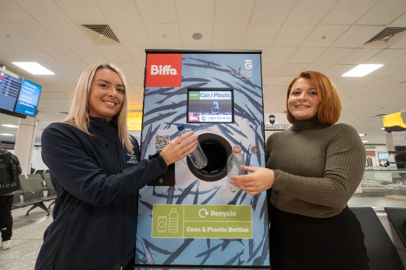 Glasgow airport installs reverse vending machines to encourage recycling
