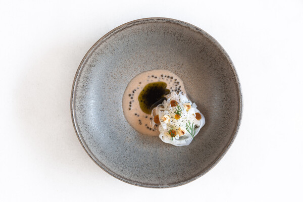 Tagliatelle-style squid with hazelnut, bergamot, roasted seaweed butter and ossetra caviar at the new Cura restaurant