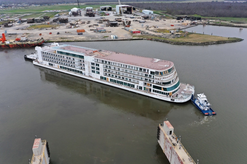 Viking floats out new river ship Mississippi