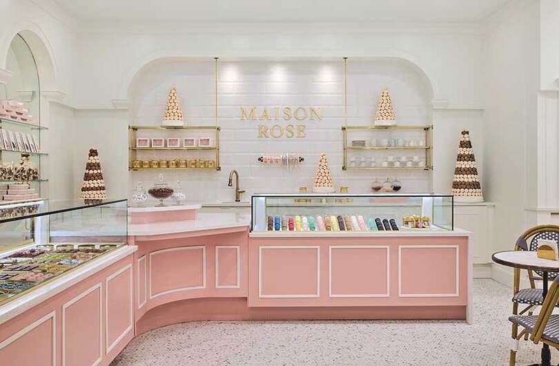 The Maison Rose macaron and chocolate shop in the Cloister lobby