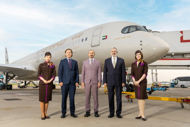Etihad claims sustainability boost from UK Airbus A350 rollout