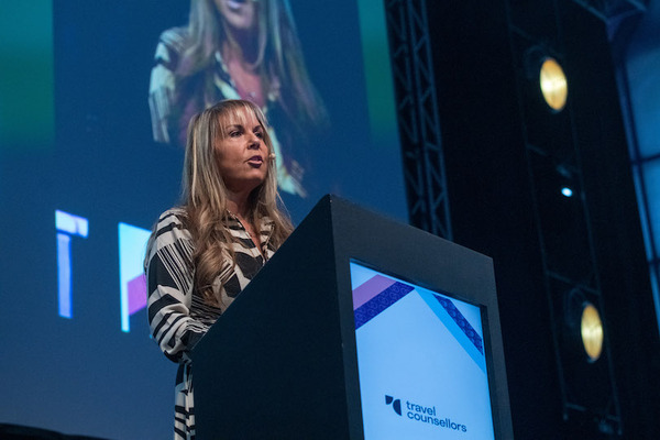 Kirsten Hughes addresses the 2023 Travel Counsellors Conference 