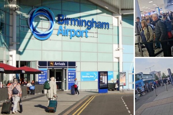 Agent's video shows Birmingham airport security queue snaking out of terminal