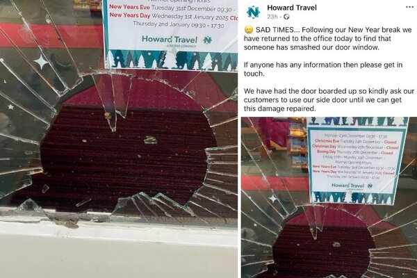 Wiltshire agency Howard Travel left to foot £250 bill after 'drunk revellers' smash window